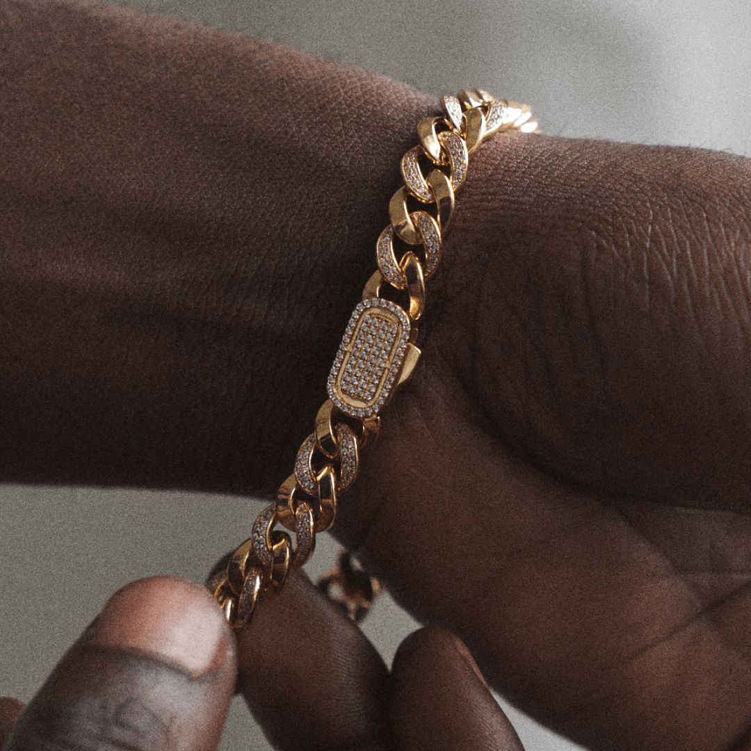 Half Iced Cuban Bracelet (Goud) 8mm