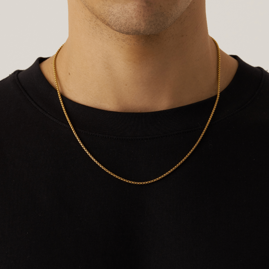 Ronde Box Ketting (Goud) 2mm