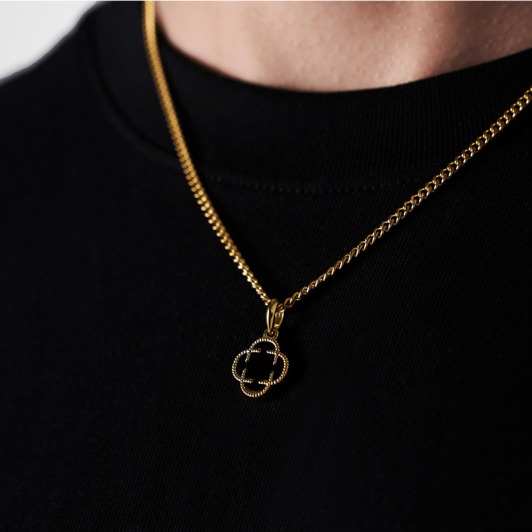 Onyx Klaver Steen Hanger (Goud)