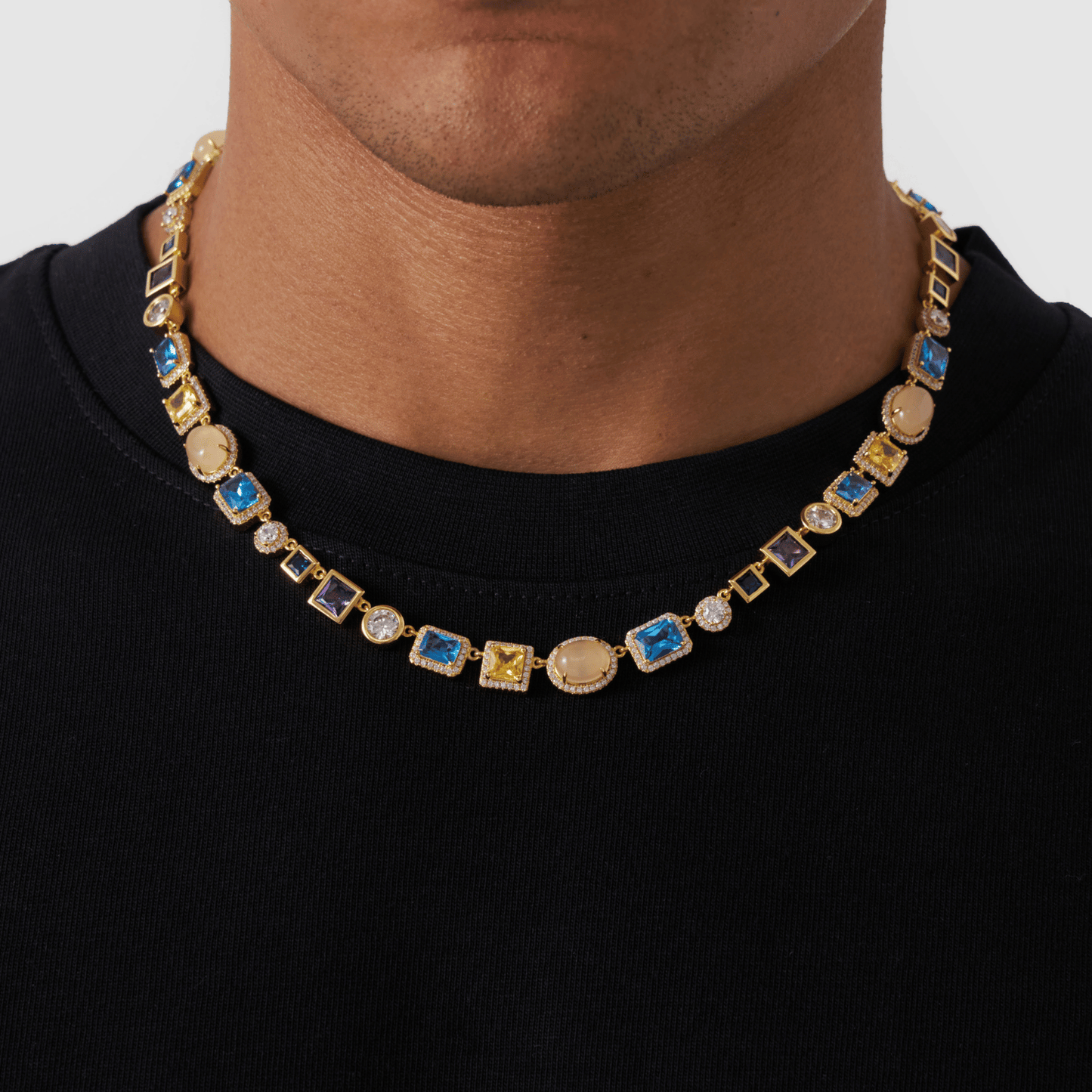 Saffier Edelsteen Ketting (Goud)
