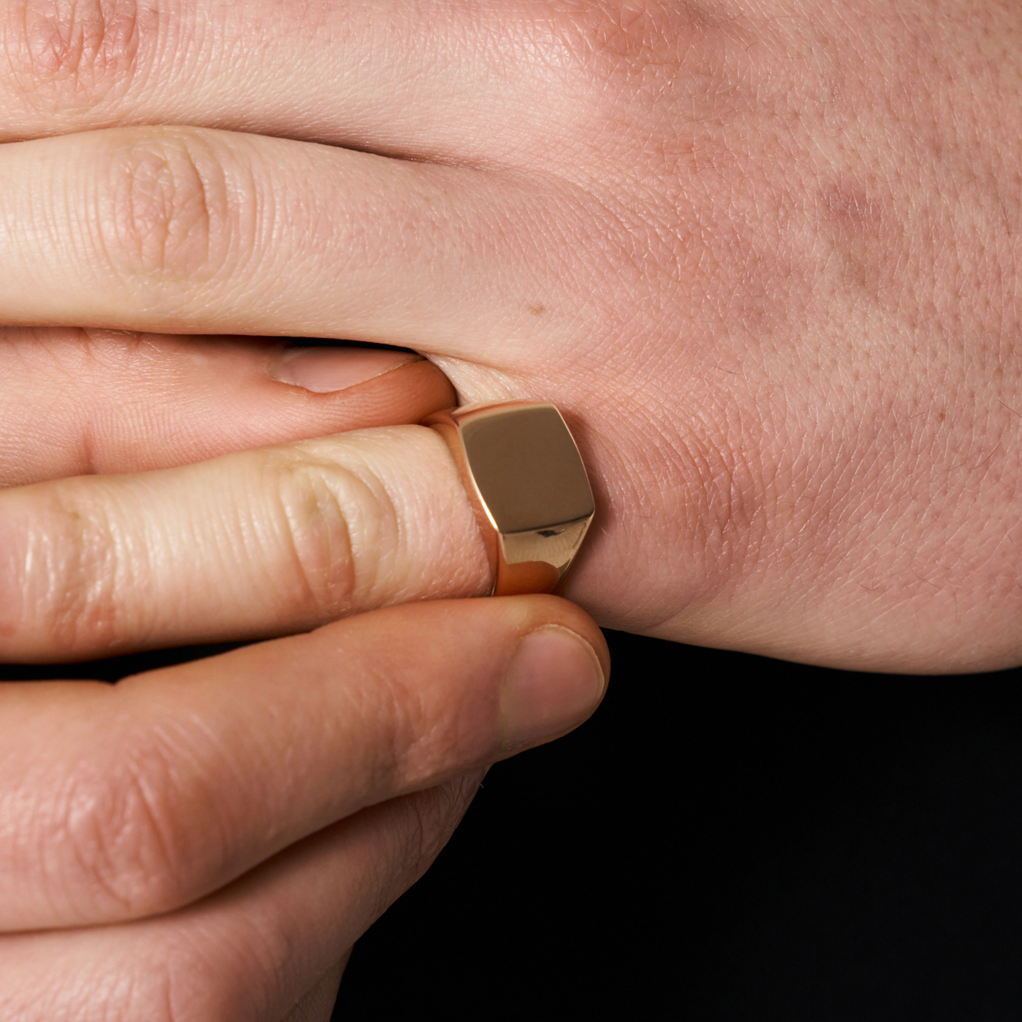 Vierkante Signet Ring (Roze Goud)
