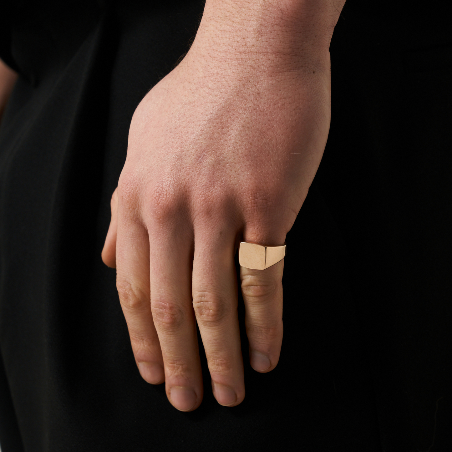 Vierkante Signet Ring (Roze Goud)