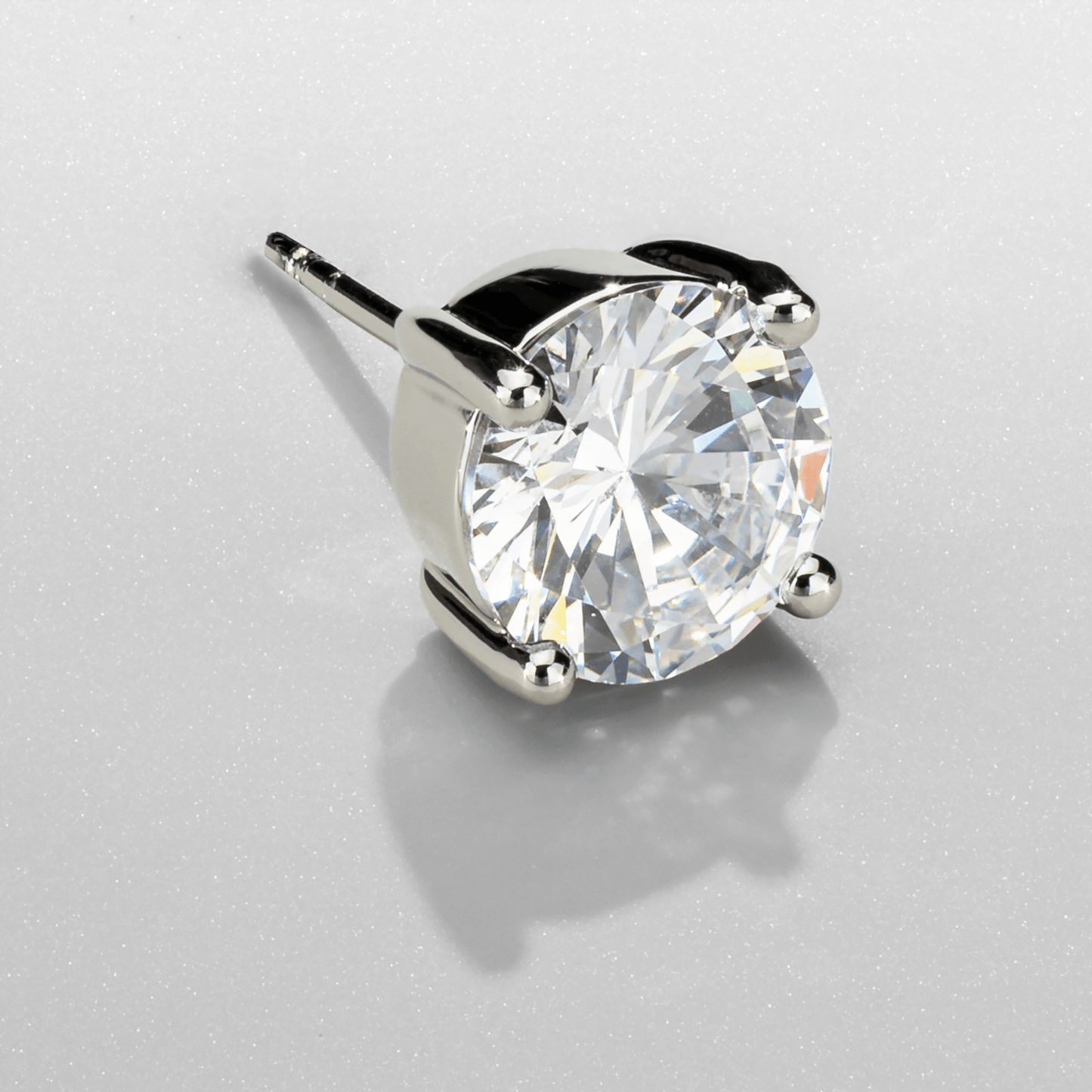 Ronde Diamanten Stud Oorbellen (Zilver)