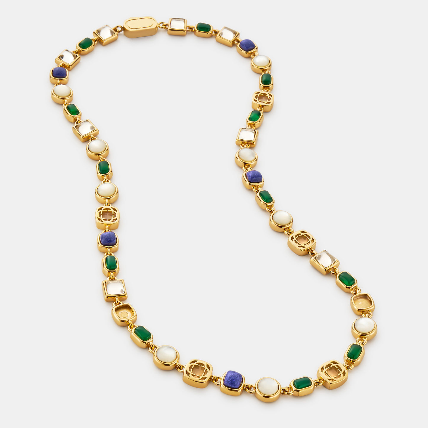 Blauwe Kristallen Sieraad Ketting (Goud)