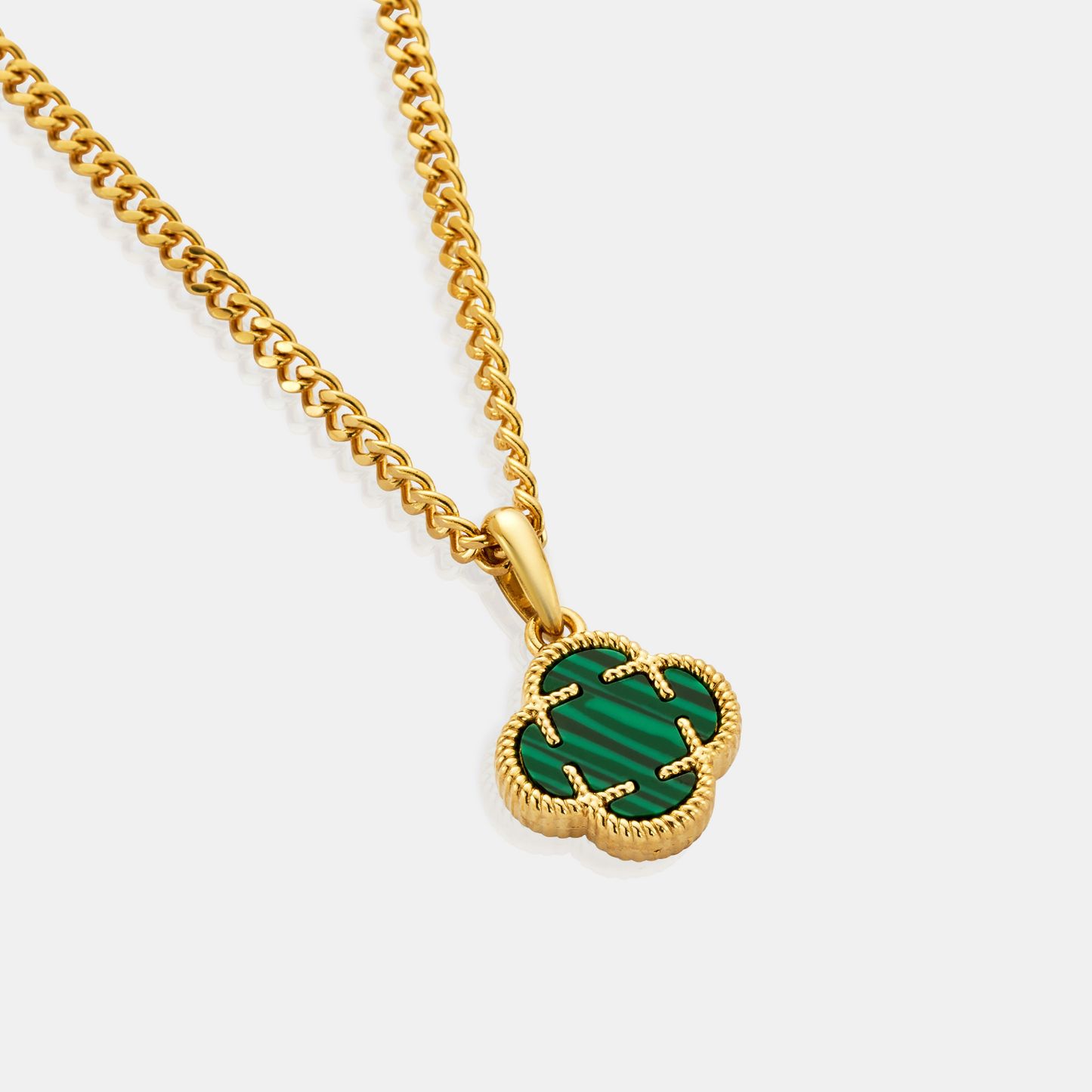 Malachiet Klavertje Vier Hanger (Goud)