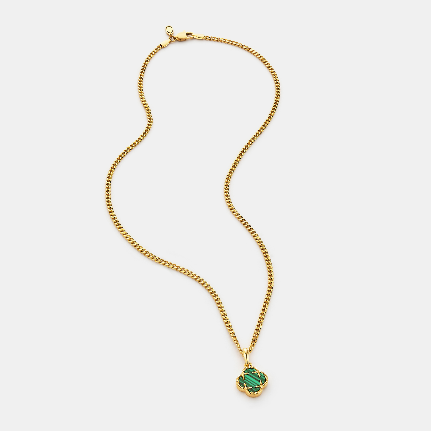 Malachiet Klavertje Vier Hanger (Goud)