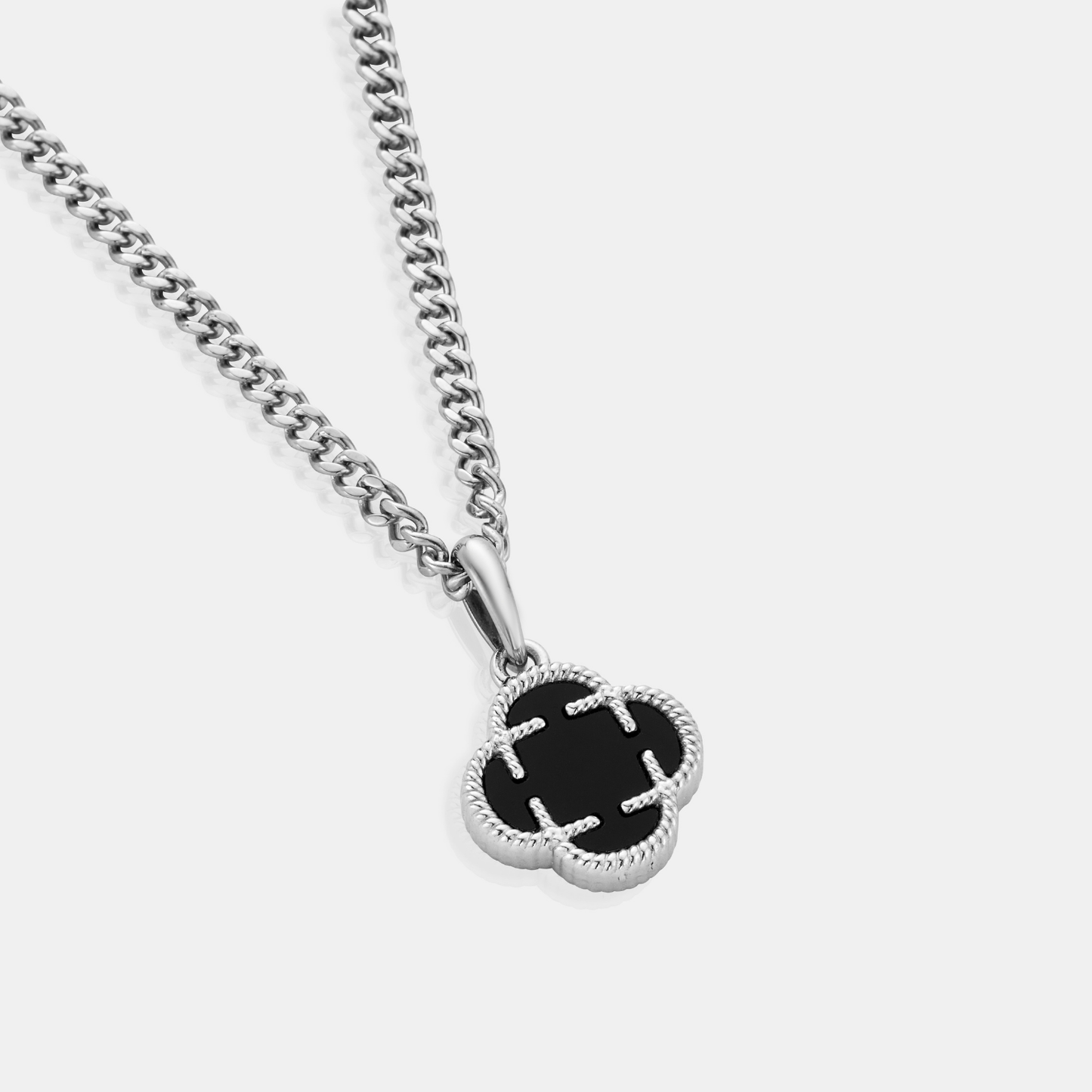 Onyx Klaversteen Hanger (Zilver)