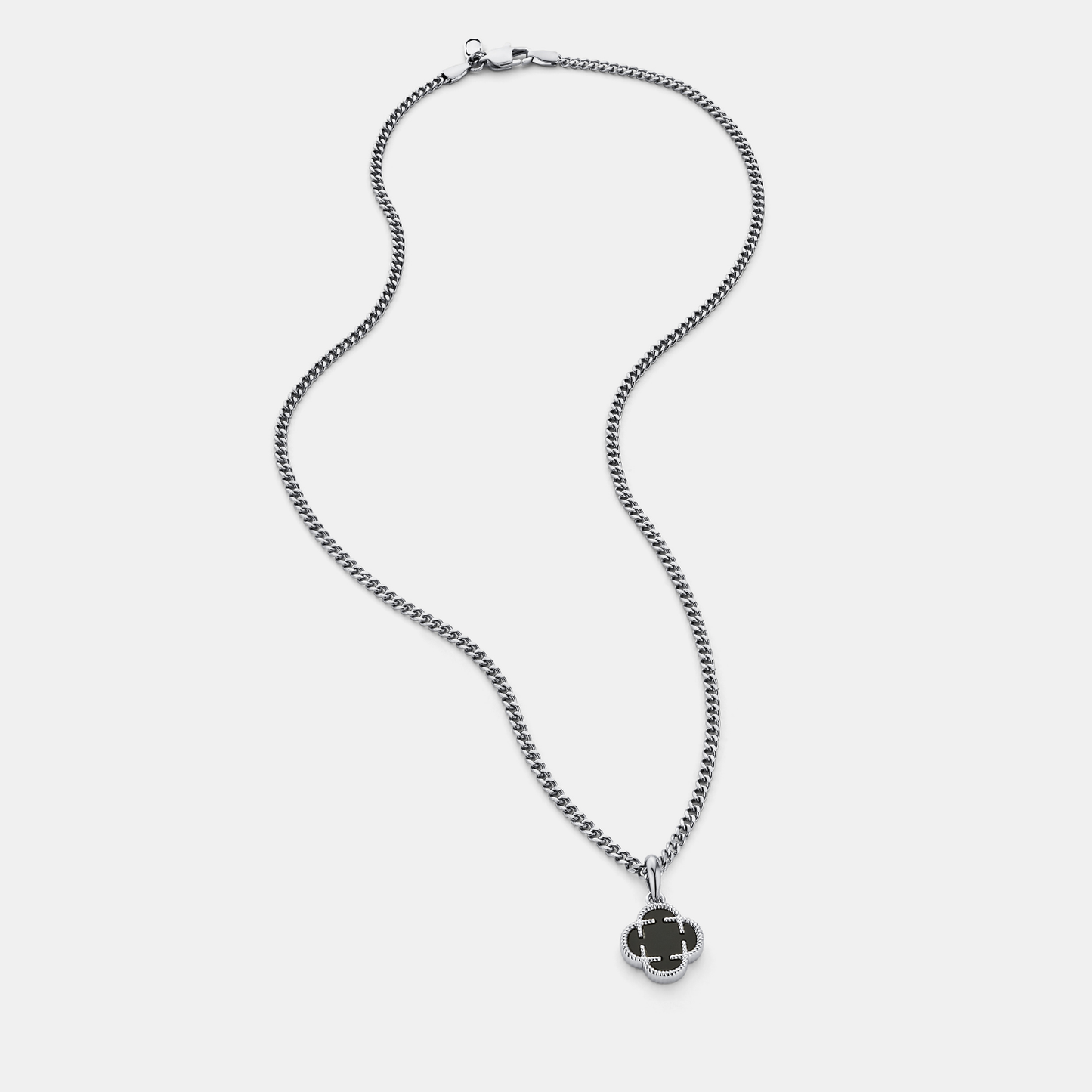 Onyx Klaversteen Hanger (Zilver)
