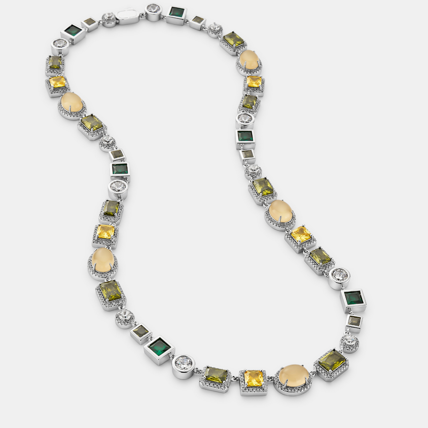 Emerald Gemstone Necklace (Zilver)