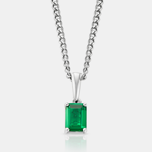 Smaragd Steen Hanger (Zilver)
