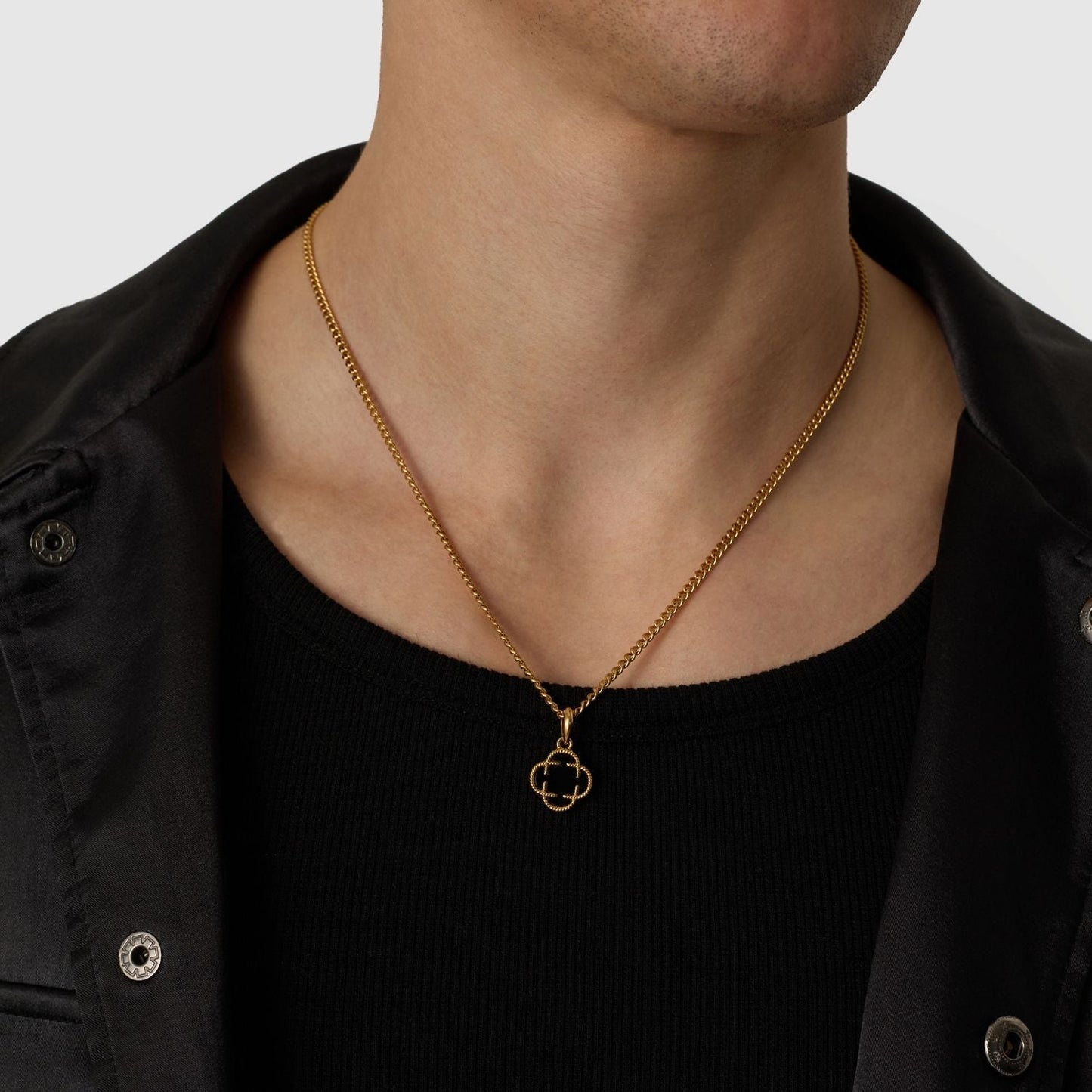 Onyx Klaver Steen Hanger (Goud)