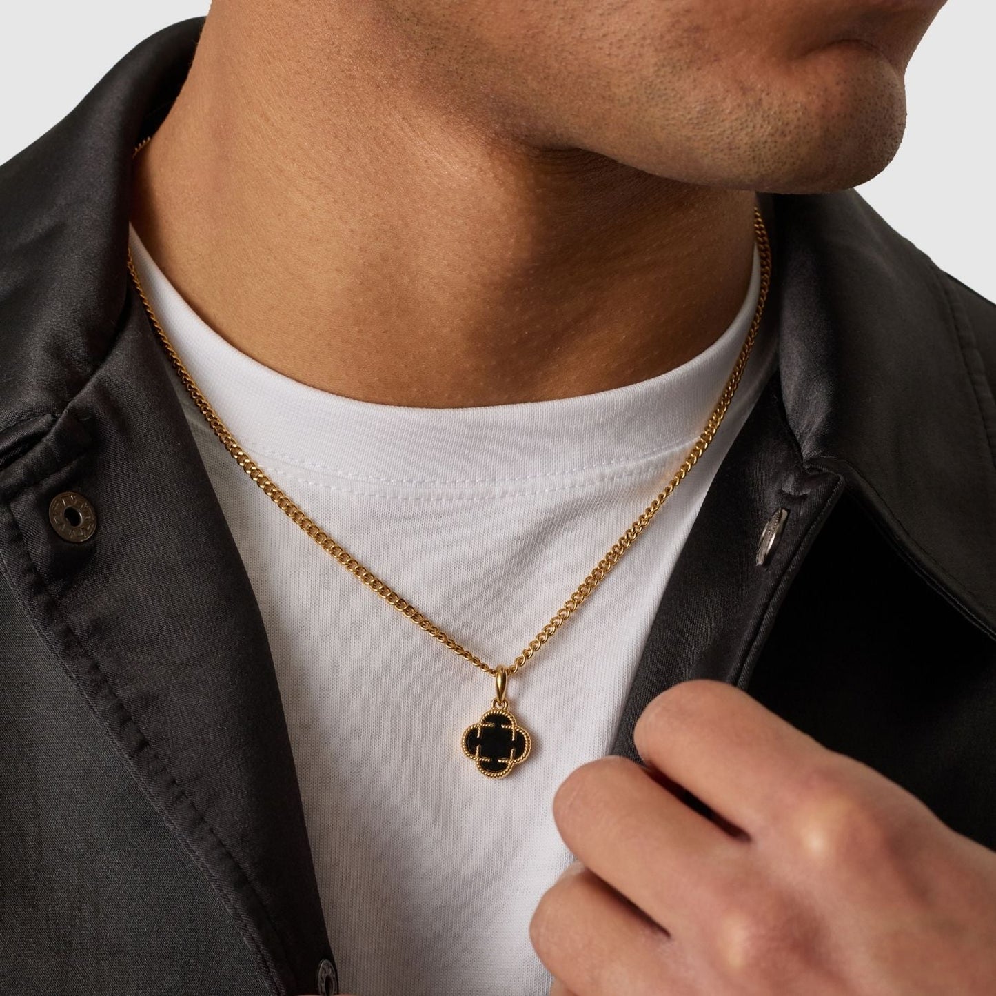Onyx Klaver Steen Hanger (Goud)