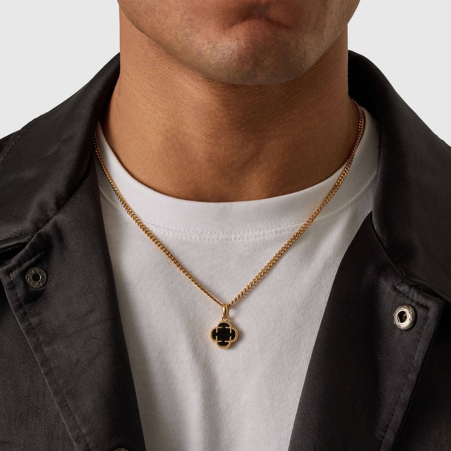 Onyx Klaver Steen Hanger (Goud)