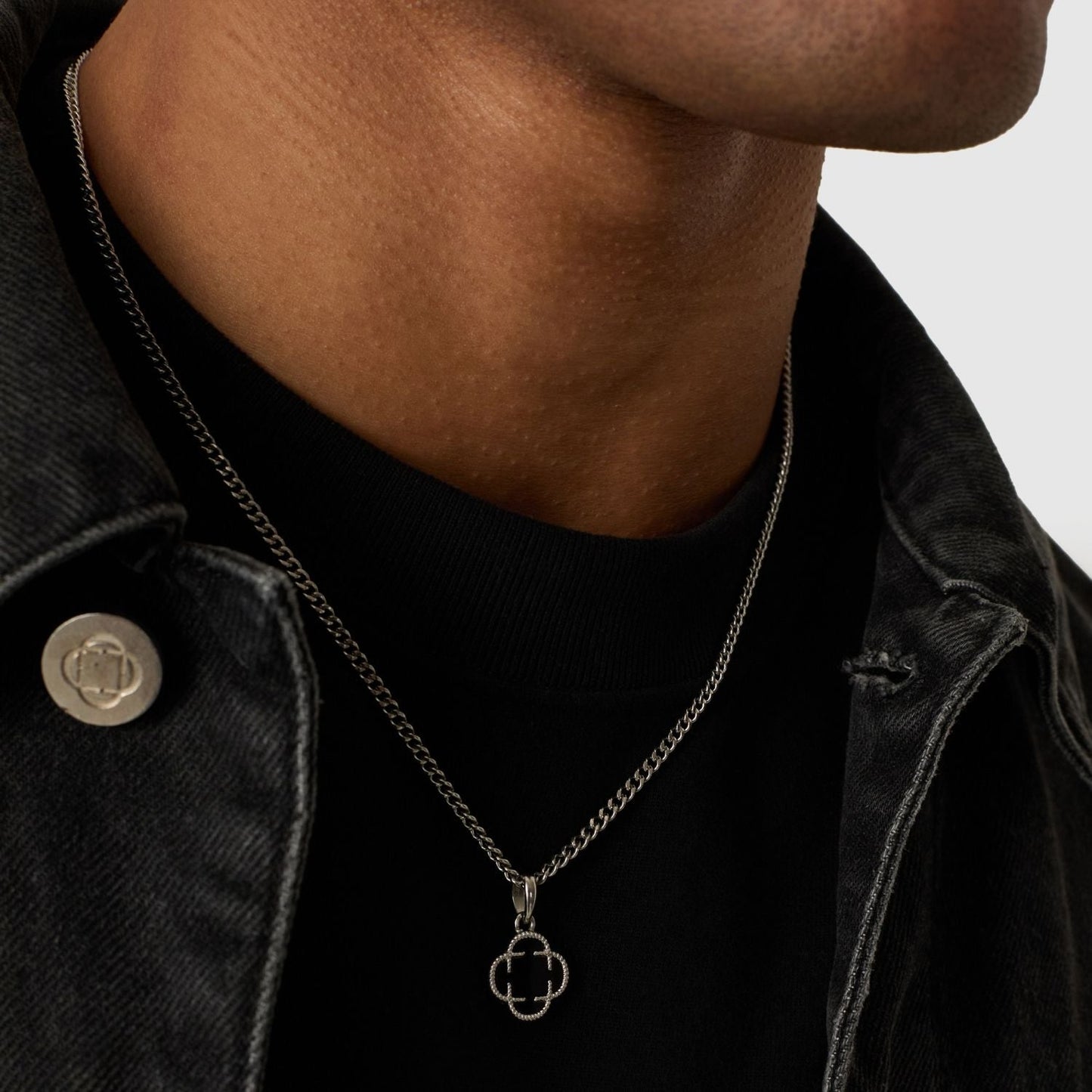 Onyx Klaversteen Hanger (Zilver)