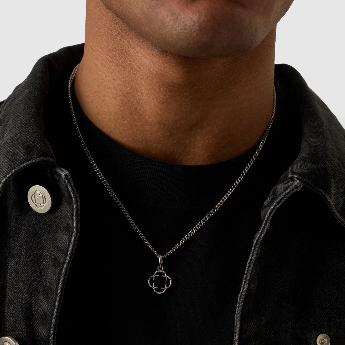 Onyx Klaversteen Hanger (Zilver)