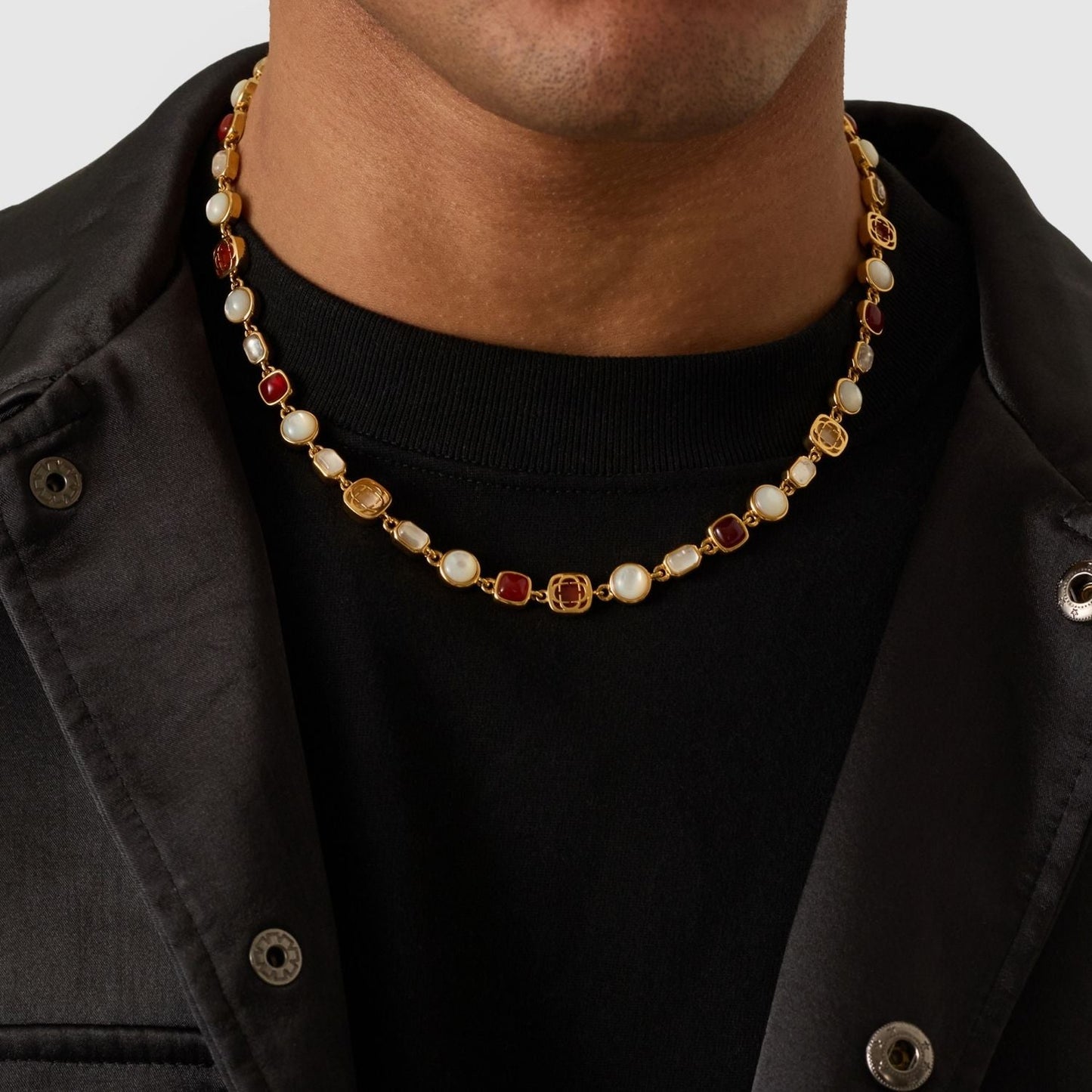 Rode Kristallen Sieraad Ketting (Goud)