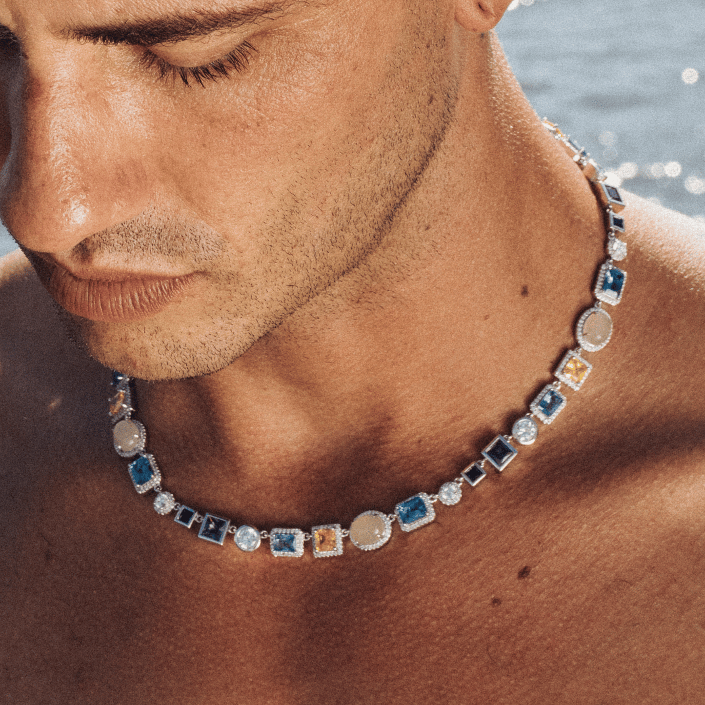 Saffier Edelsteen Ketting (Zilver)