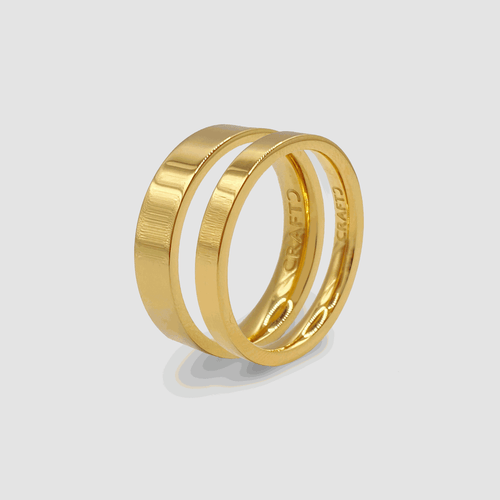 Platte Band Ring Set (Goud)