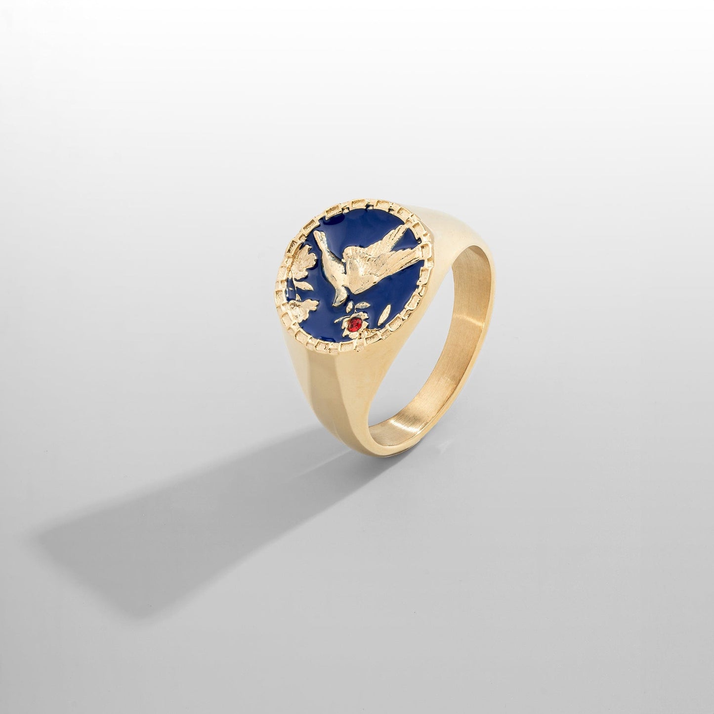 Emaille Zwaluw Signet Ring (Goud)