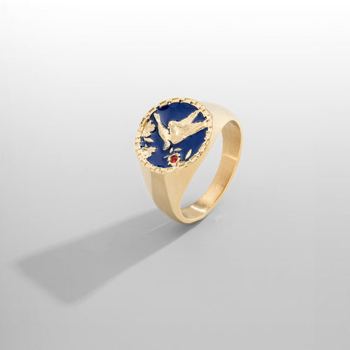 Emaille Zwaluw Signet Ring (Goud)