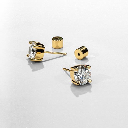 Ronde Diamanten Stud Oorbellen (Goud)