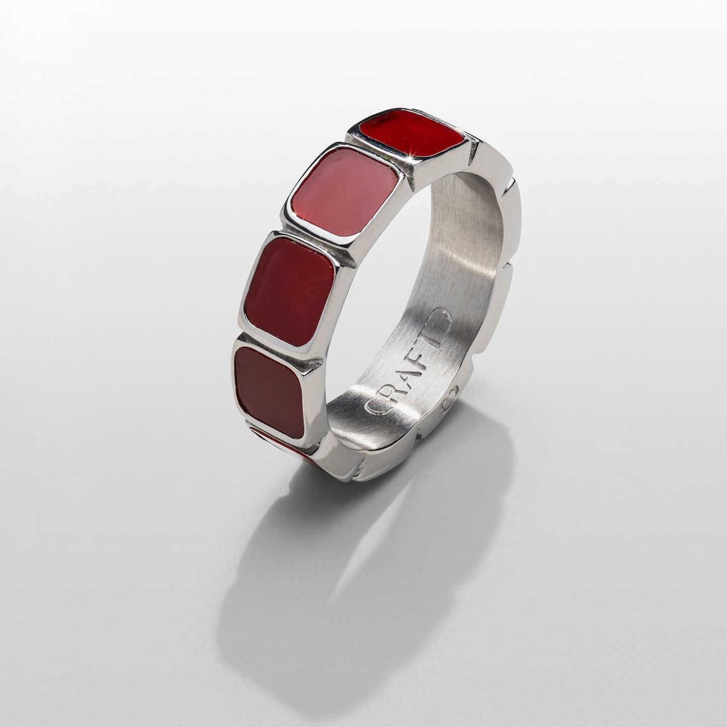 Rode Steen Bandring (Zilver)