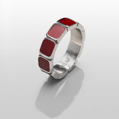 Rode Steen Bandring (Zilver)