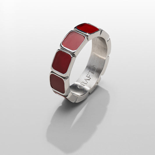 Rode Steen Bandring (Zilver)
