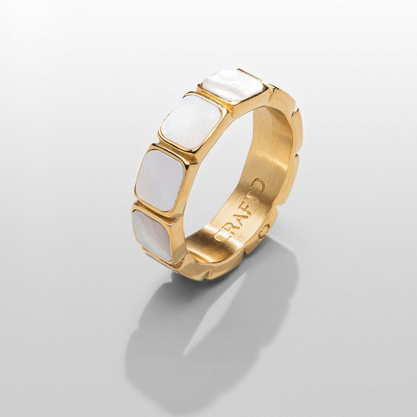 Witte Steen Bandring (Goud)