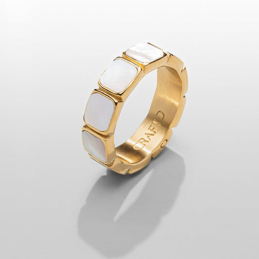 Witte Steen Bandring (Goud)