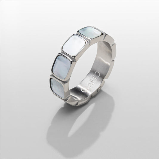 Witte Steen Band Ring (Zilver)