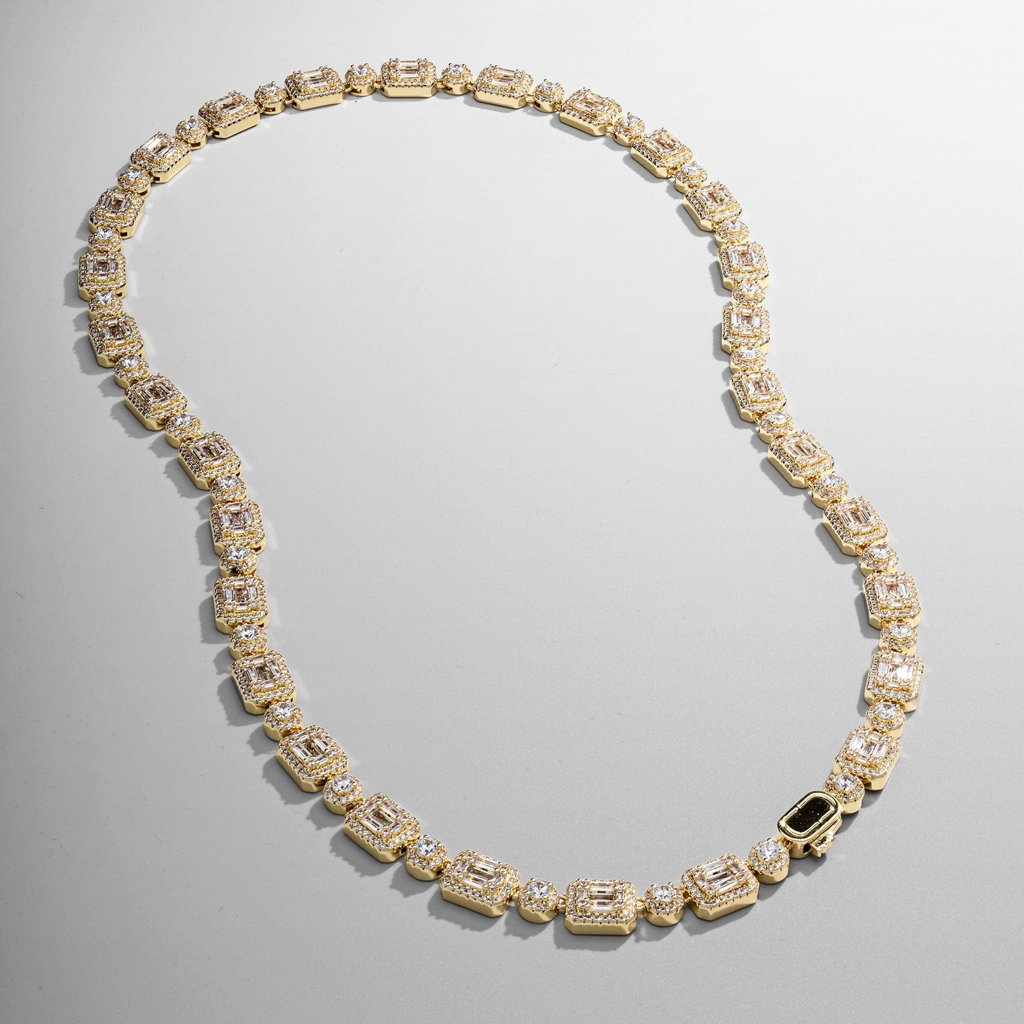 Baguette Link Iced Necklace (Goud)