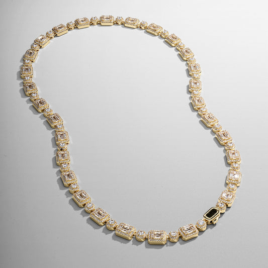 Baguette Link Iced Necklace (Goud)