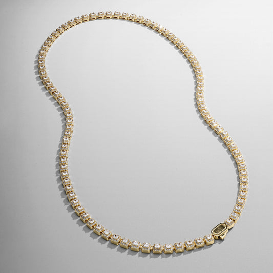 Cluster Stone Tennis Ketting (Goud)