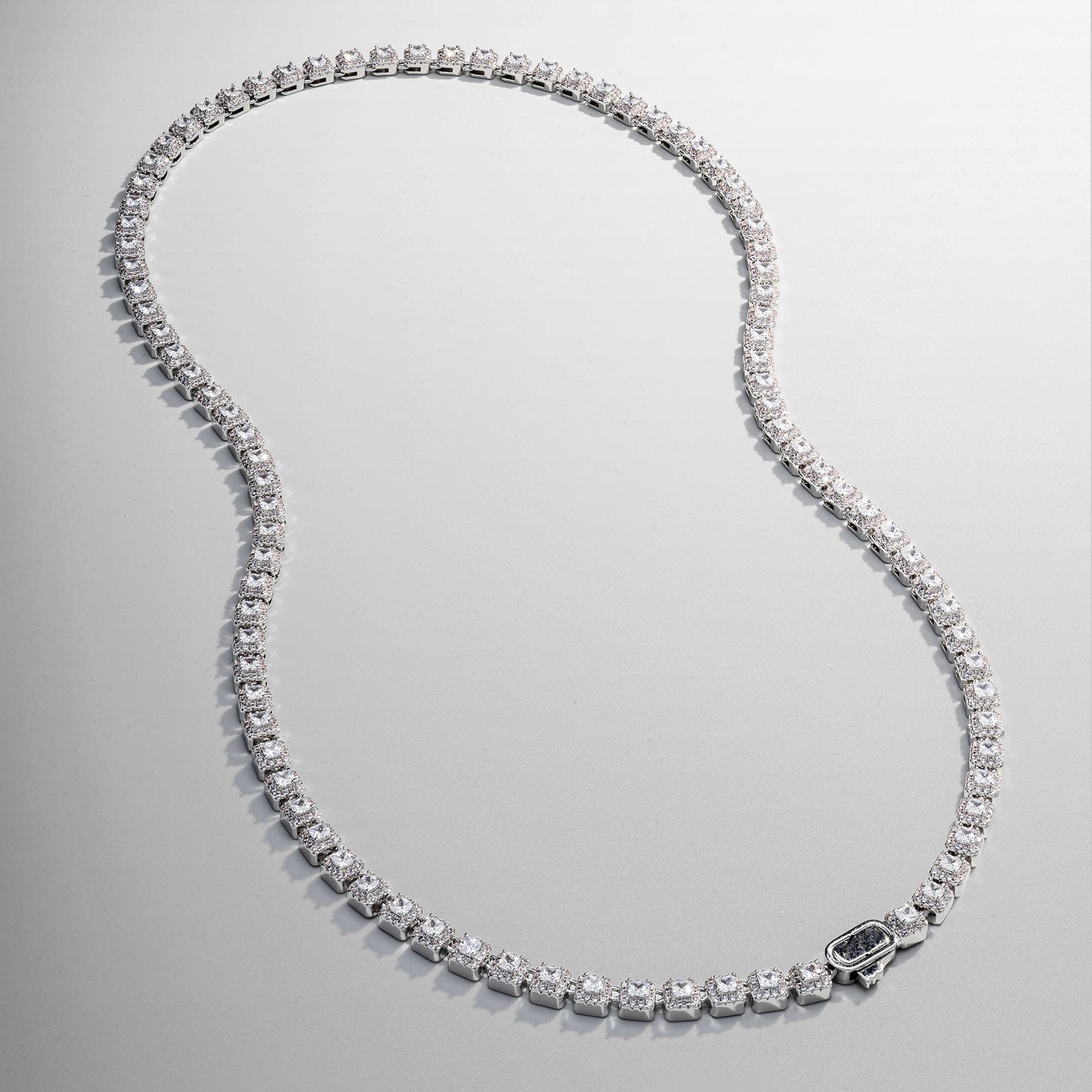 Cluster Stone Tennis Ketting (Zilver)