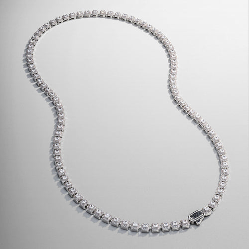 Cluster Stone Tennis Ketting (Zilver)