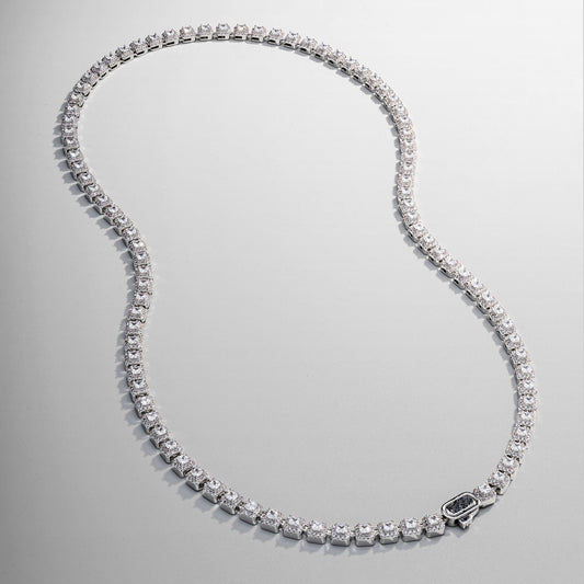 Cluster Stone Tennis Ketting (Zilver)