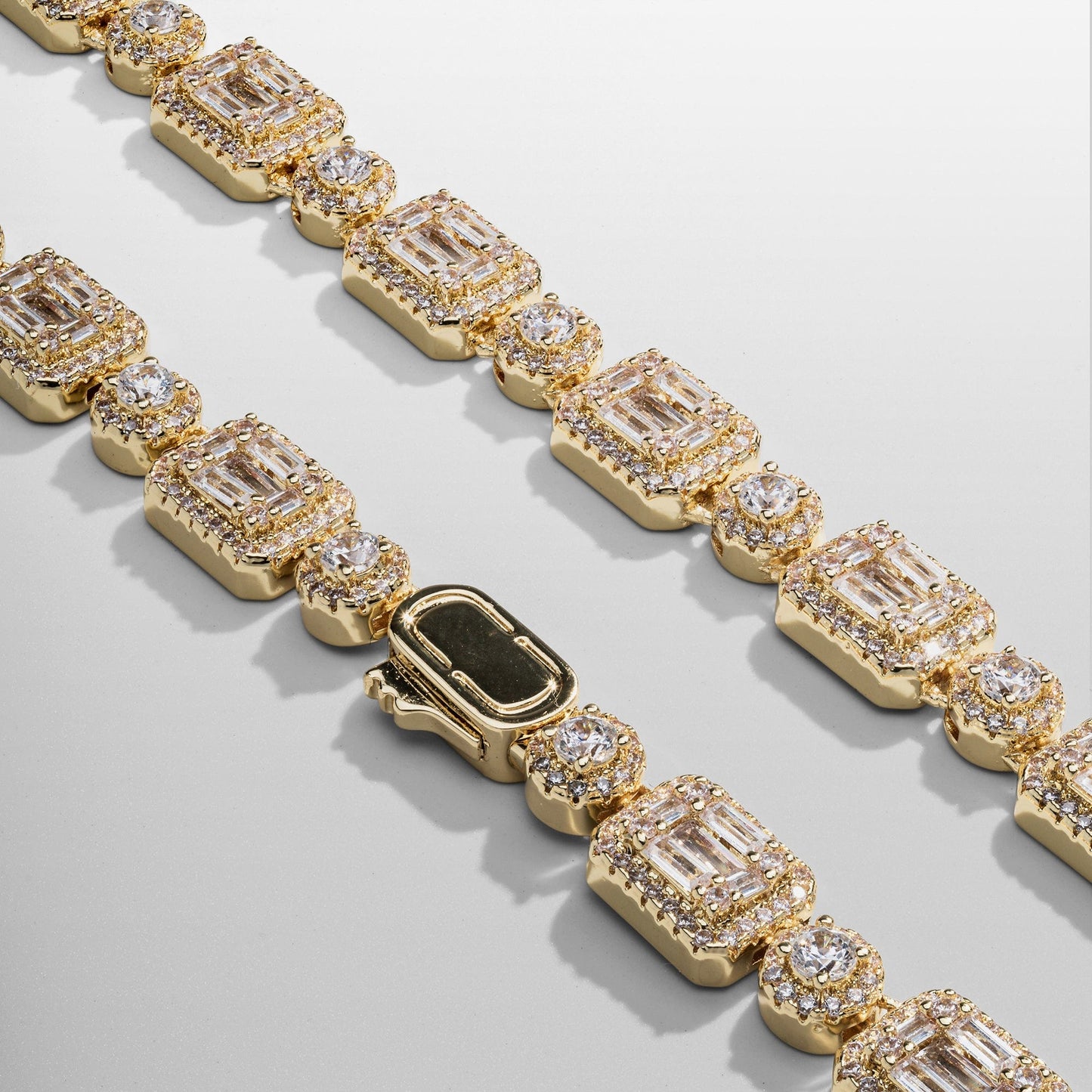Baguette Link Iced Necklace (Goud)
