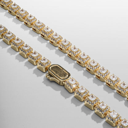 Cluster Stone Tennis Ketting (Goud)