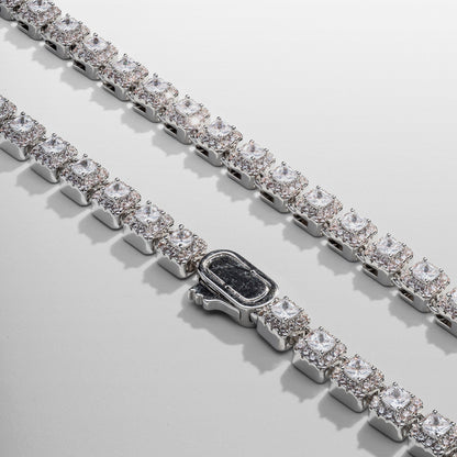 Cluster Stone Tennis Ketting (Zilver)