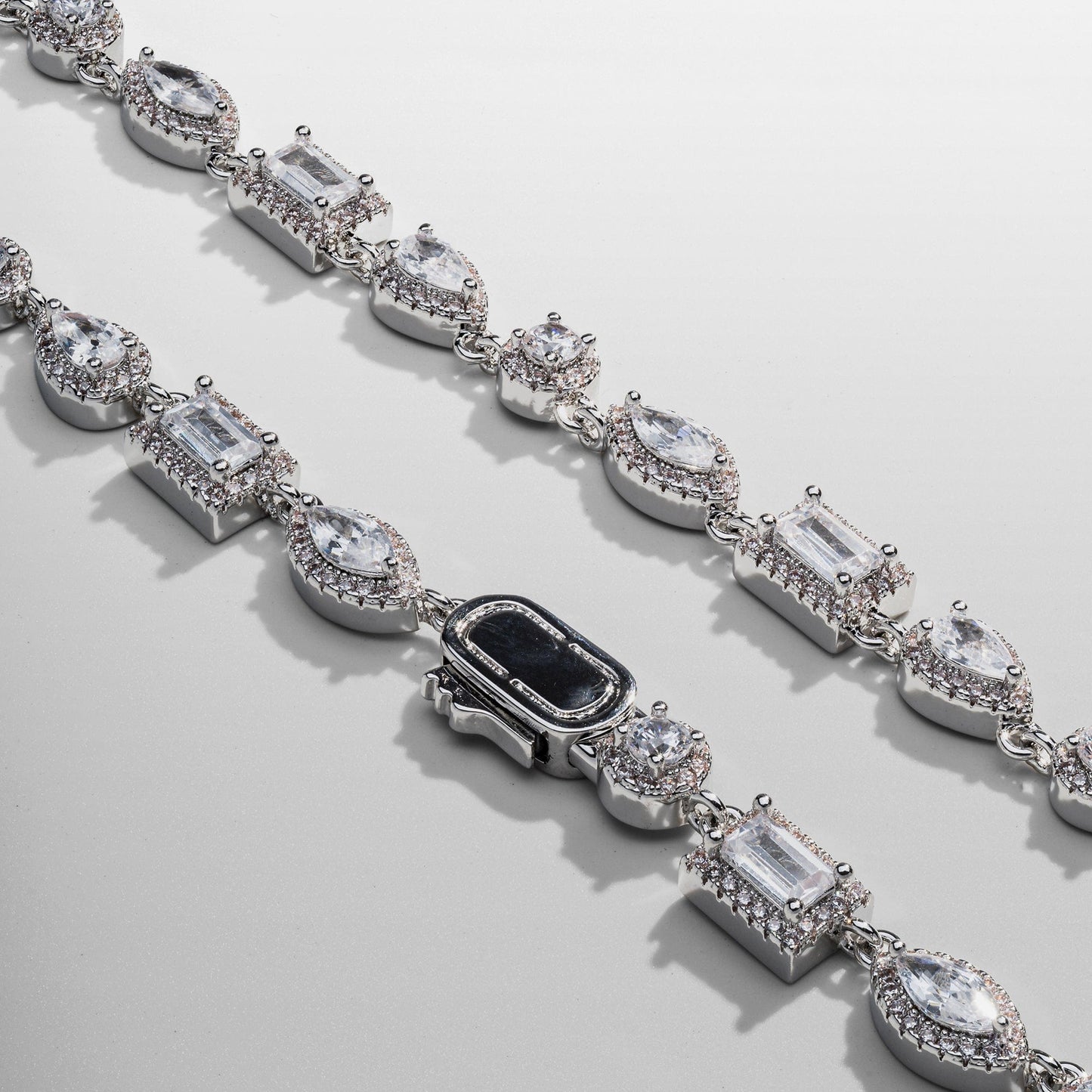 Gemengde Cluster Verlinkte Ketting (Zilver)