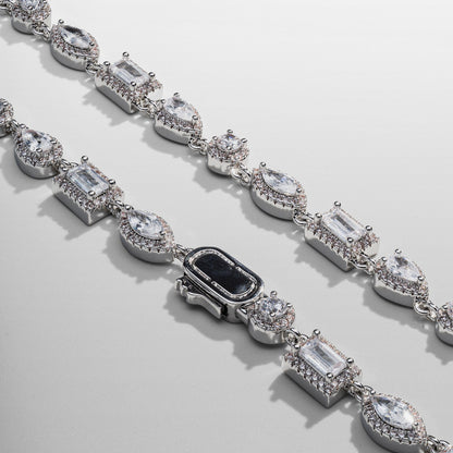 Gemengde Cluster Verlinkte Ketting (Zilver)
