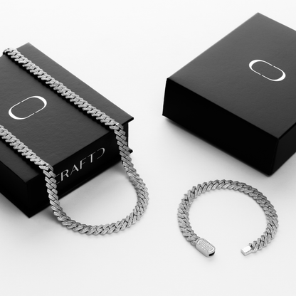 Prong Link Iced Cuban Cadeauset (Zilver)