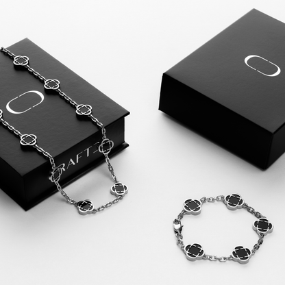 Onyx Klaver Cadeauset (Zilver)
