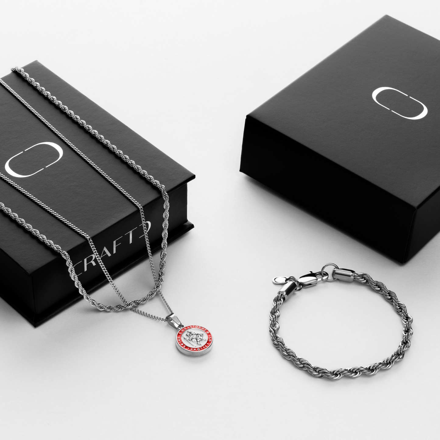 Emaille Sint Christoffel Cadeauset (Zilver)
