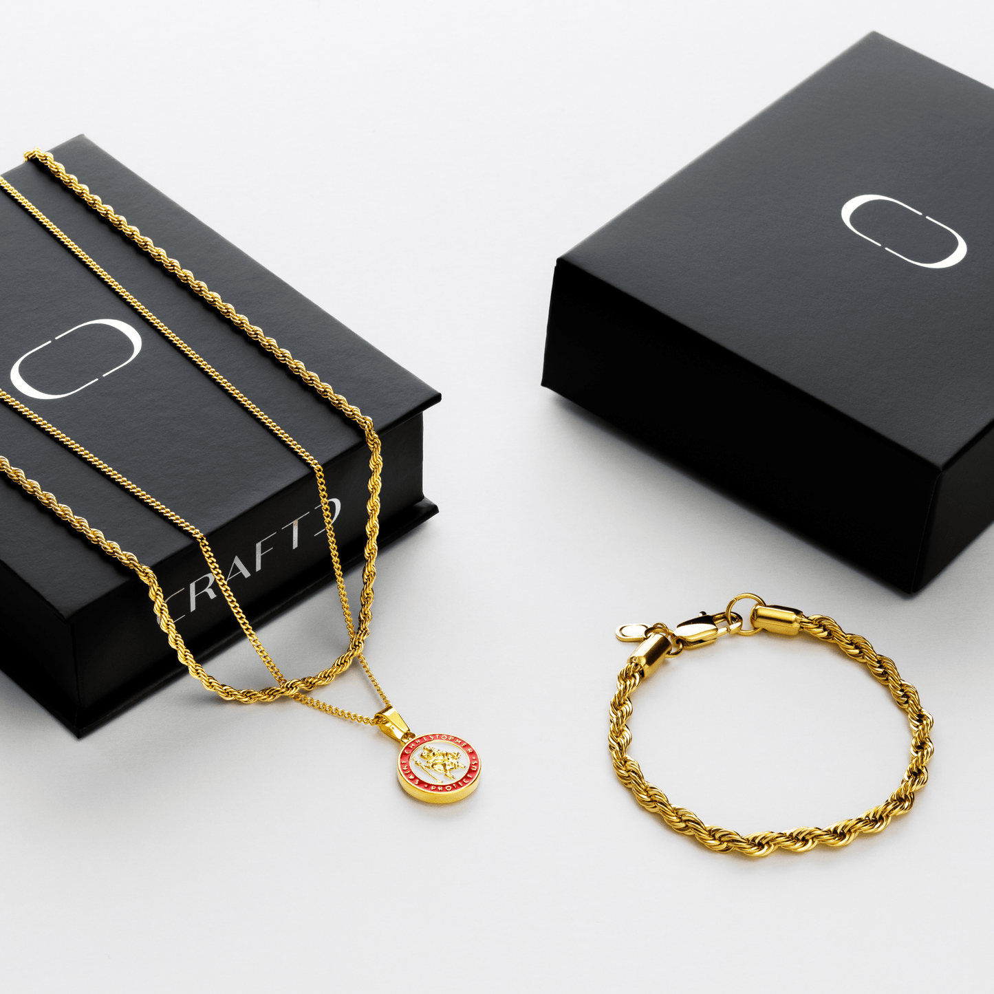 Emaille Sint Christoffel Cadeauset (Goud)