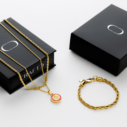 Emaille Sint Christoffel Cadeauset (Goud)