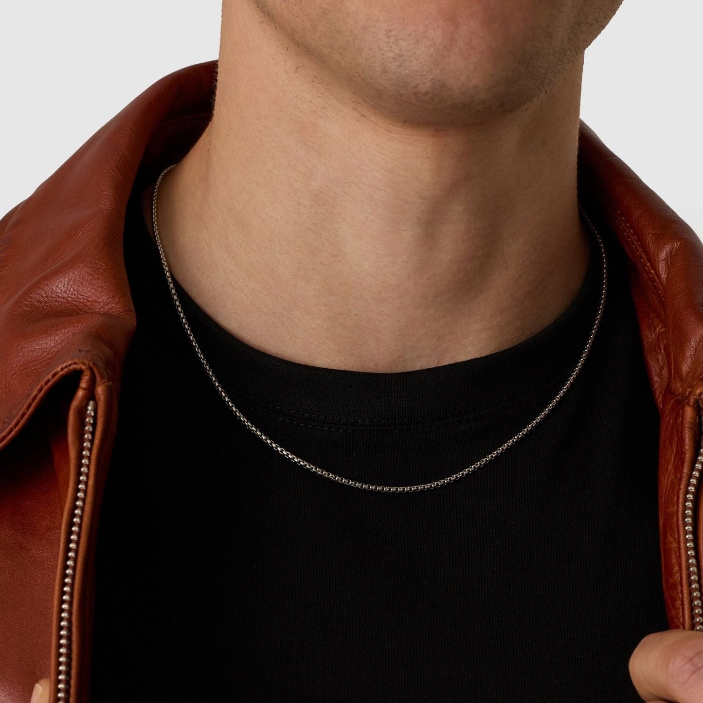 Ronde Box Ketting (Zilver) 2mm