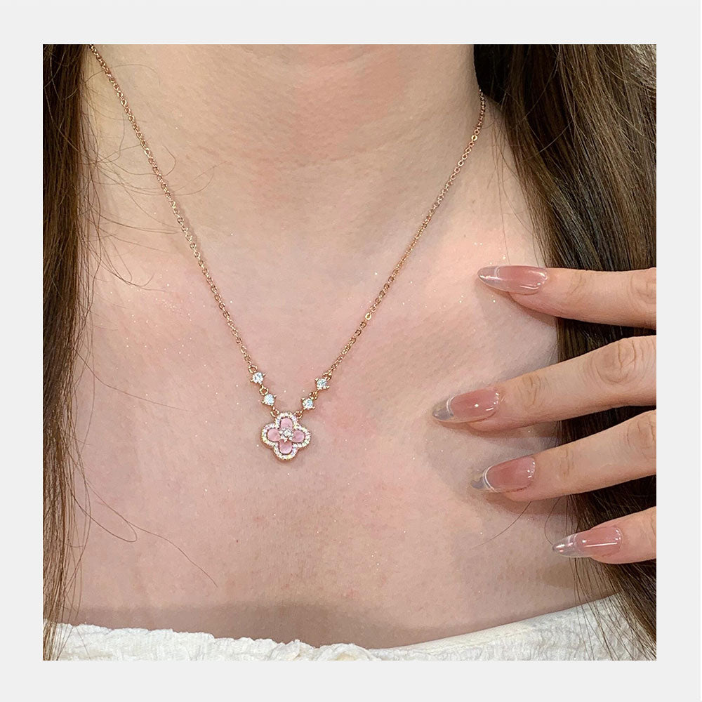 Pink/Silver Sakura Set (necklace/bracelet/earing/ring）