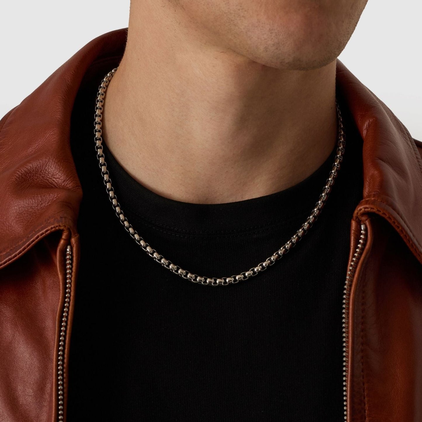 Ronde Box Ketting (Zilver) 5mm
